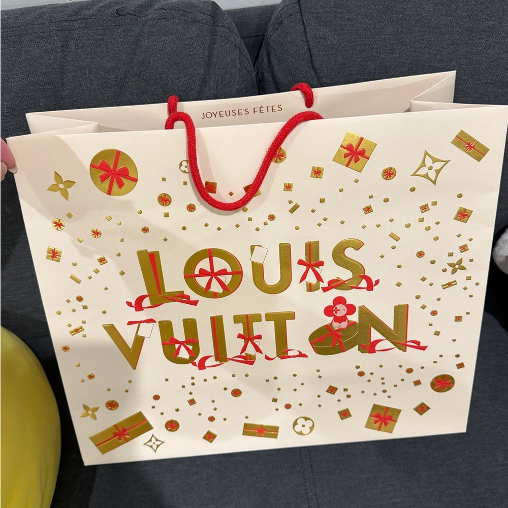 Louis Vuitton Festive Gift Bag with Red and Gold Accents